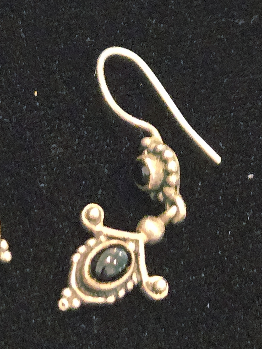 Vintage-Victorian Style Artisan Sterling Silver 925 Black Onyx Drop Earrings - Picture 5 of 5